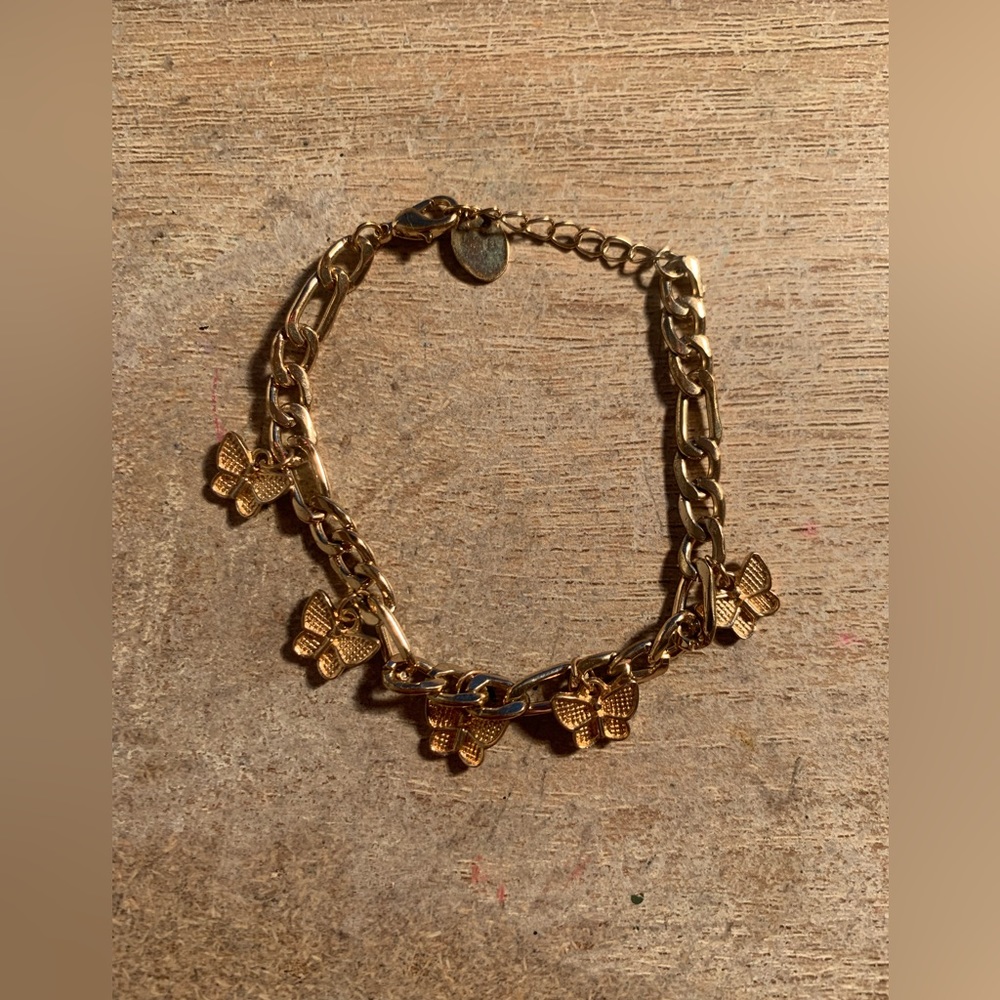 Gold Butterfly Charm Bracelet